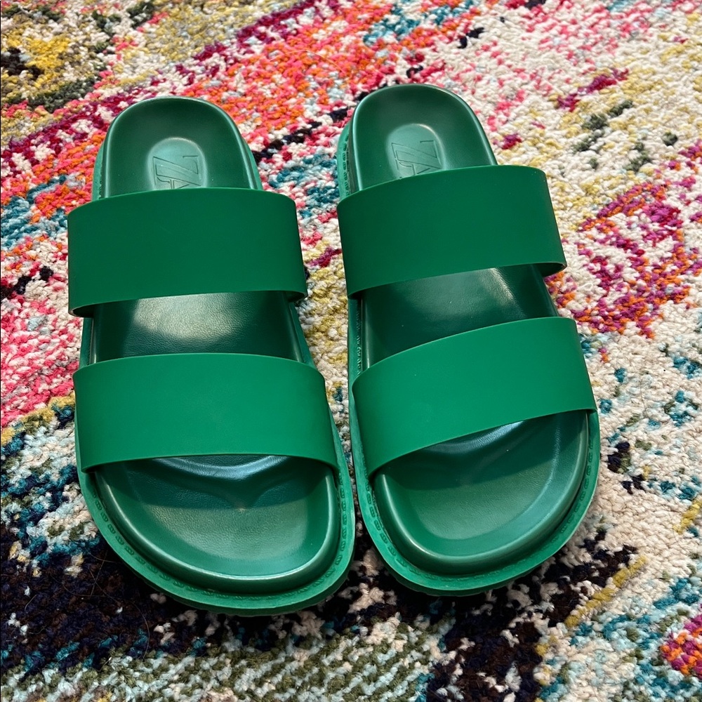 Green Zara sandals, size 36 or US women’s 6, EUC, worn once